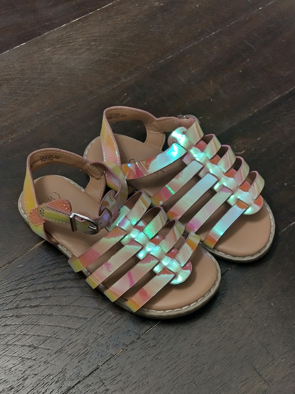 Cat & Jack Girls Iridescent Multi-Color Strappy Sandals - Kids
